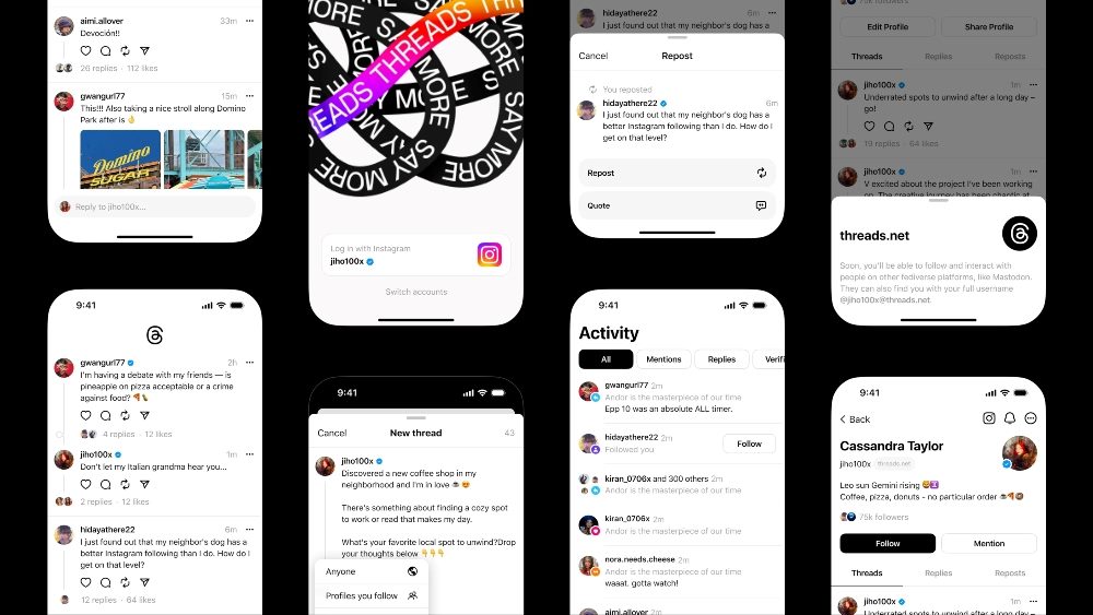 screenshot of the user interface of Instagram's new Threads, a Twitter competitor.