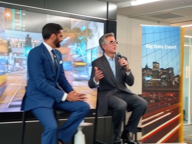 Global Head of SAP Database and Data Management Sales Irfan Khan and SAP CEO Bill McDermott announcing the SAP Data Hub