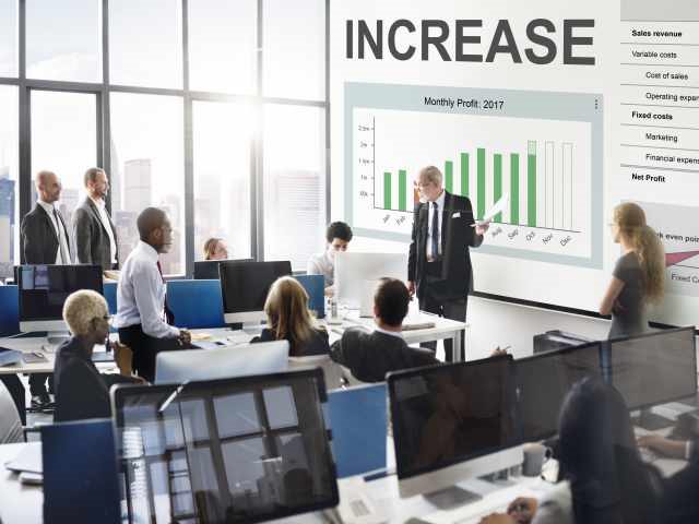 A marketing discussion being led by a chief marketing officer