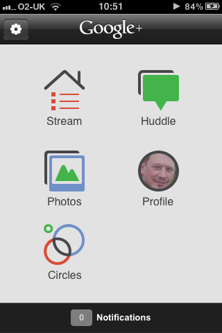 Google+ on iPhone covers the service's few features