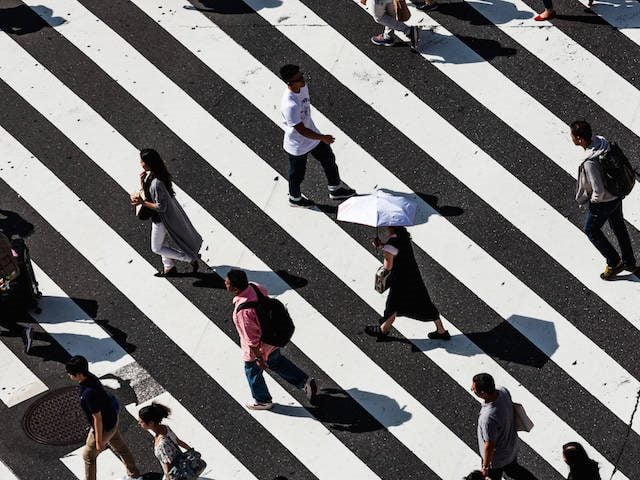 people in a crosswalk