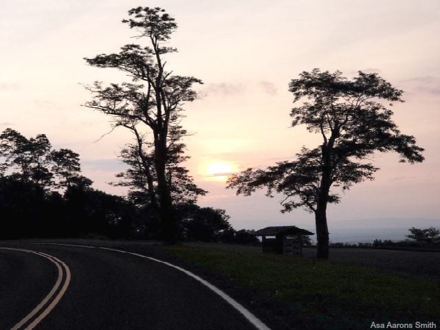 winding road at sunset