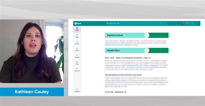 Screenshot from Digital Workplace Experience 2020 presentation from Kathleen Cauley, knowledge management projects lead at Shopify.
