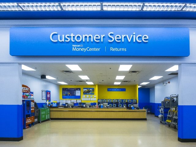 View of Customer Service Department of Walmart Supercenter, representing the opportunity to deploy customer service AI chatbots.