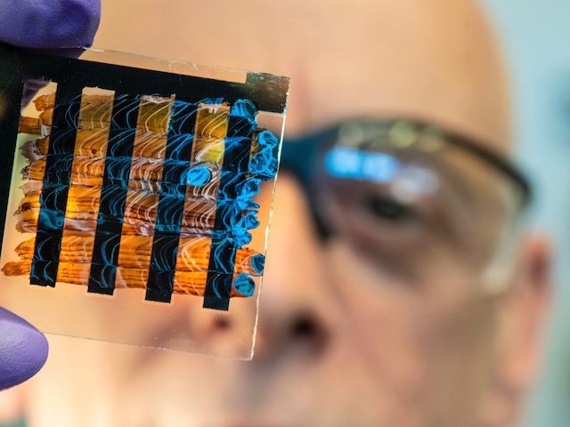 scientist looking at a slide