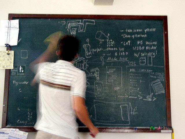 erasing a chalkboard