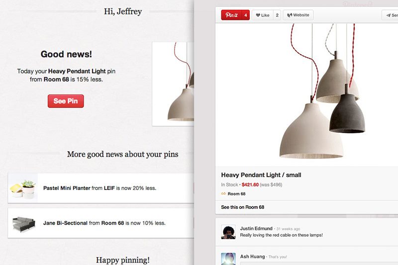 Customer Experience, e-commerce, Pinterest Price Drop Emails