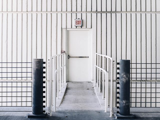 an exit sign over a door