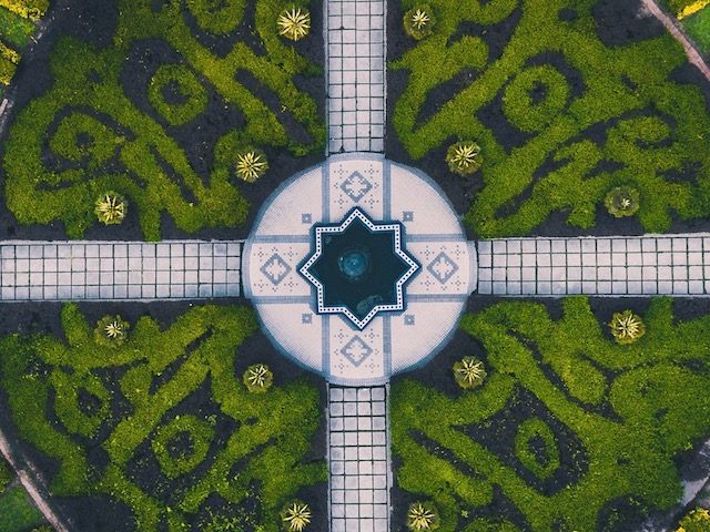 formal garden from above