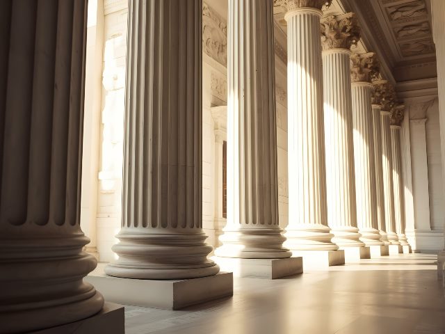 Building with column pillars