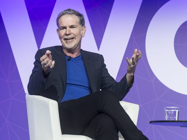 Netflix CEO Reed Hastings speaking at the Mobile World Congress on Feb. 27, 2017, in Barcelona, Spain.