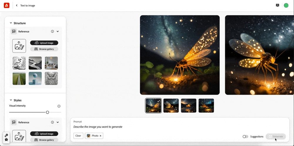 Screenshot of Adobe Firefly's Structure Reference capability.