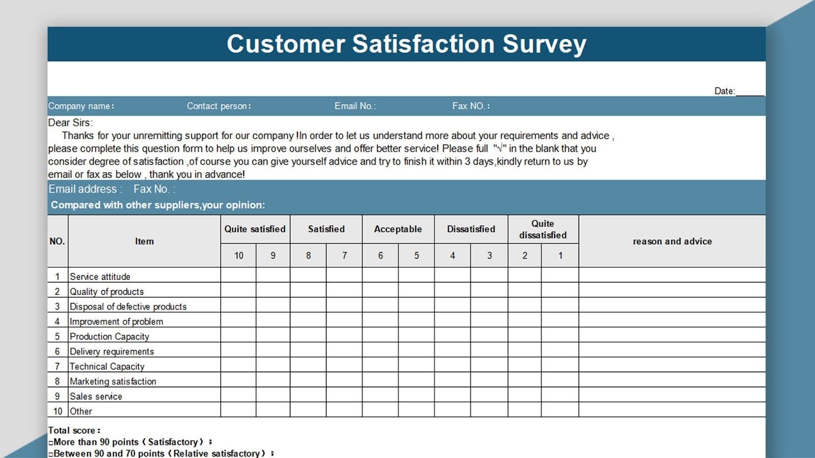 customer satisfaction survey