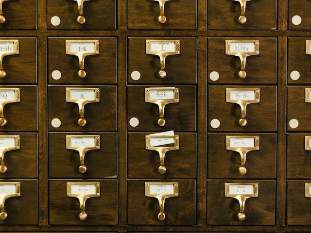 old card catalogue