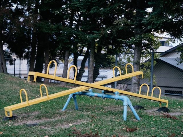 seesaws in empty playground