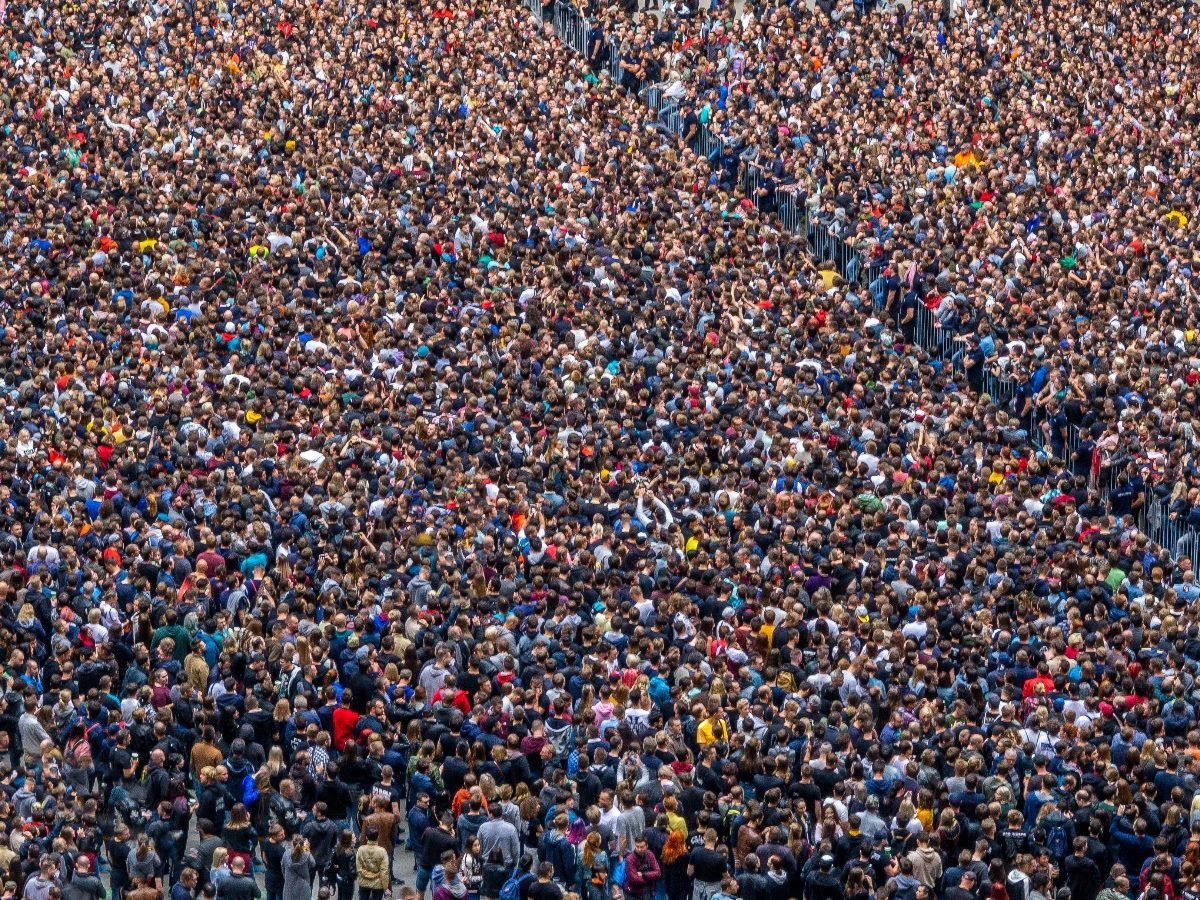 Hundreds of people gathered for a concert.