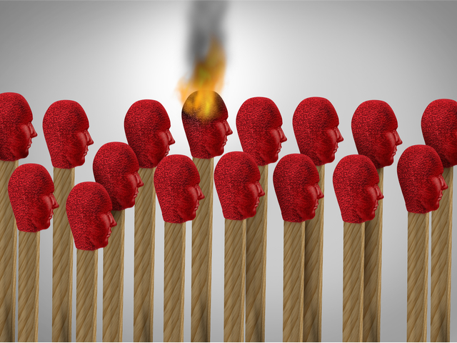 Matches shaped with red human heads - social media influencer concept
