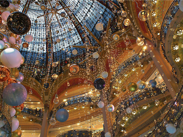holiday ornaments in a mall