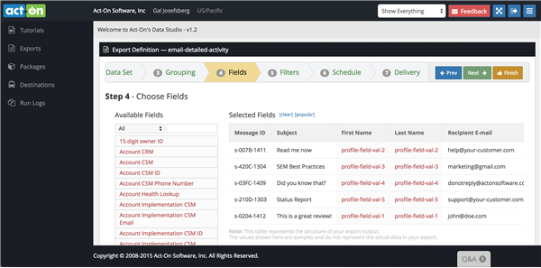 act-on data studio screenshot