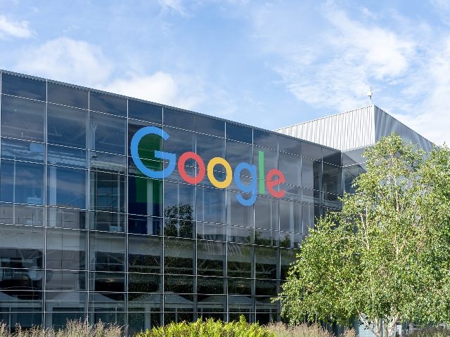 Shot of the Googleplex building, the corporate headquarters complex of Google and its parent company, Alphabet Inc. 