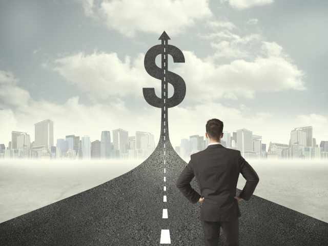 Man looking towards future budgeting