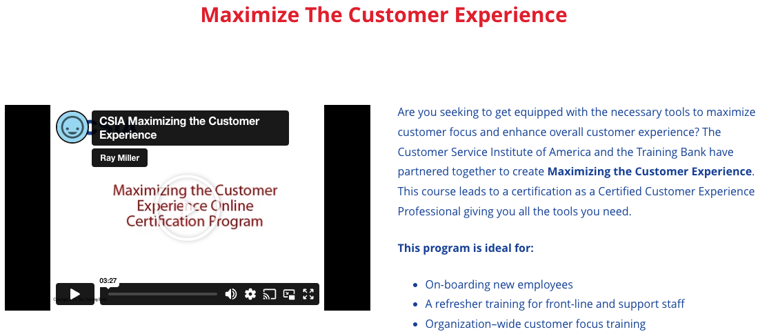 Overview of the Customer Service Institute's Certified Customer Experience Professional program