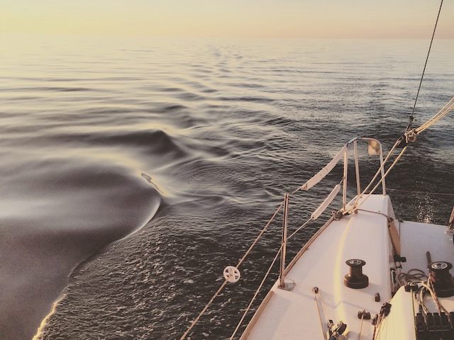 smooth waters and prow of boat
