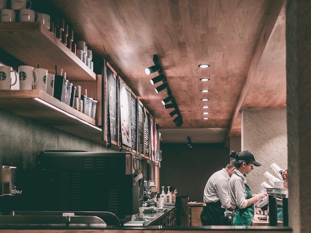 Starbucks baristas at work