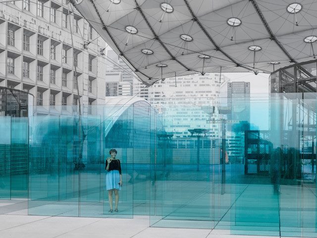 trapped behind glass doors