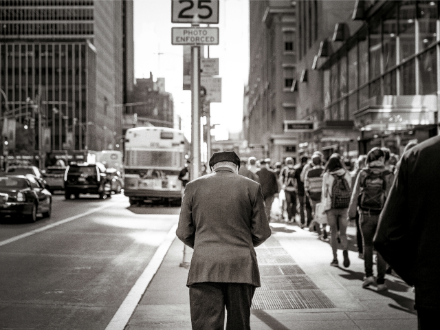 man walking in Manhattan