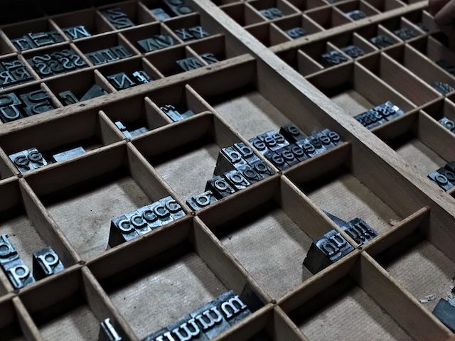 printing press  case for letters and characters