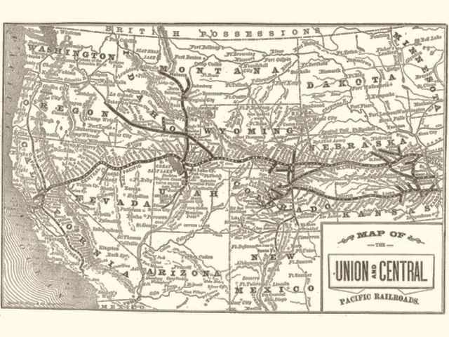 Map of the Union and Central Railroad, 1865