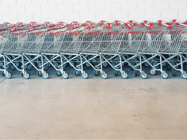 A row of shopping carts.