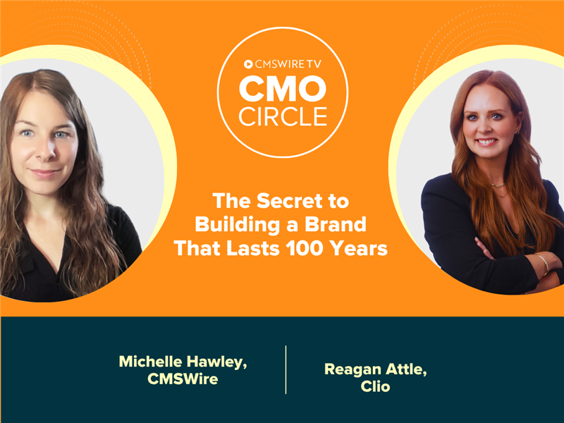 Orange thumbnail with two circular headshots of the host of cmo circle, Michelle Hawley and guest Reagan Attle