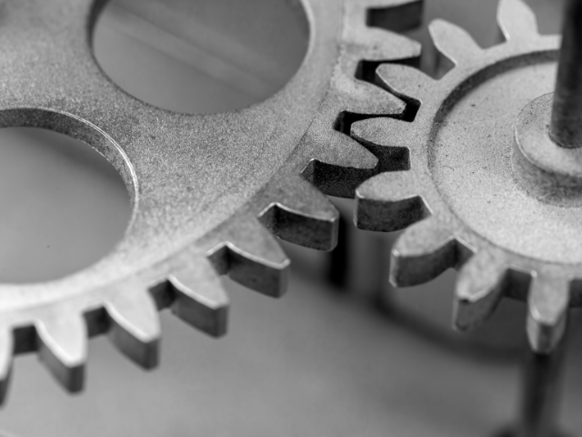 Two interlocking gears