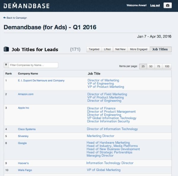 screenshot of demandbase integrate integration
