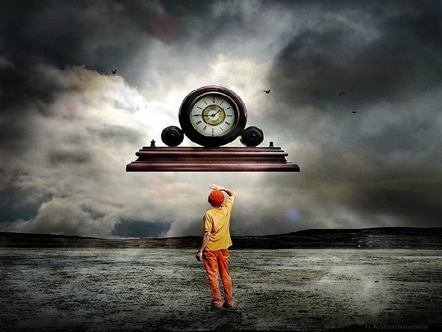time flying above a man