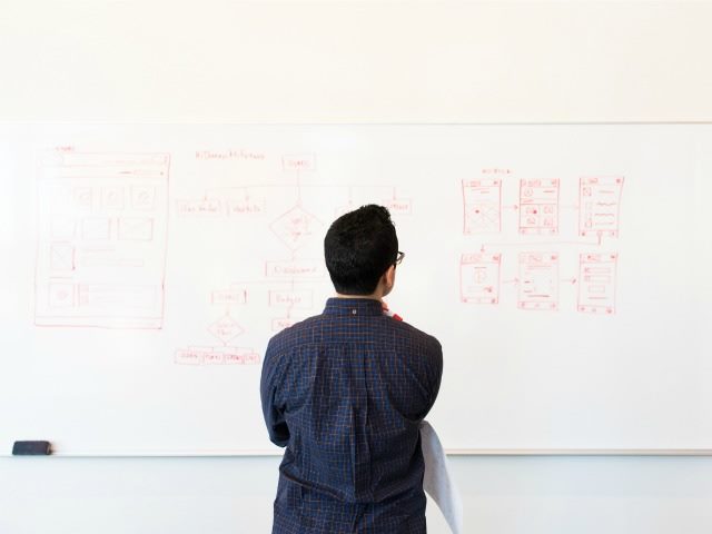 examining the whiteboard