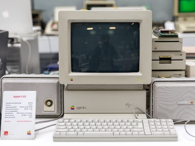 Old original Apple Mac computer in museum in Moscow, Russia.