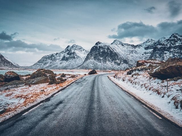 Road in Norway in winter. 