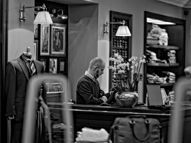 man working in a retail store