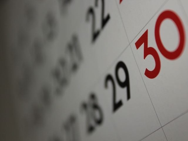 close up of a calendar