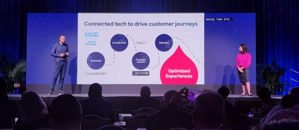 Dries Buytaert and Deanna Ballew describe how Acquia's partnerships impact various stages of the customer journey at Acquia Engage Boston 2023.
