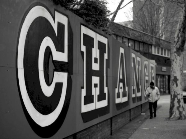 wall with word "change" on it