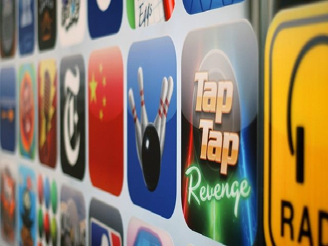 mobile applications painted to a wall