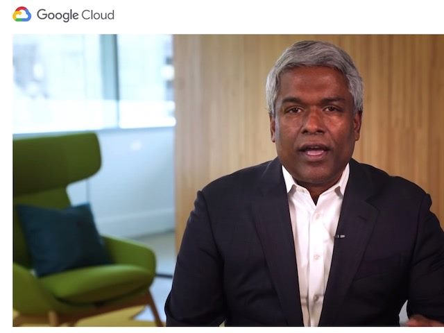 Google Cloud CEO Thomas Kurian delivering  online keynote for Google Cloud Next OnAir 2020