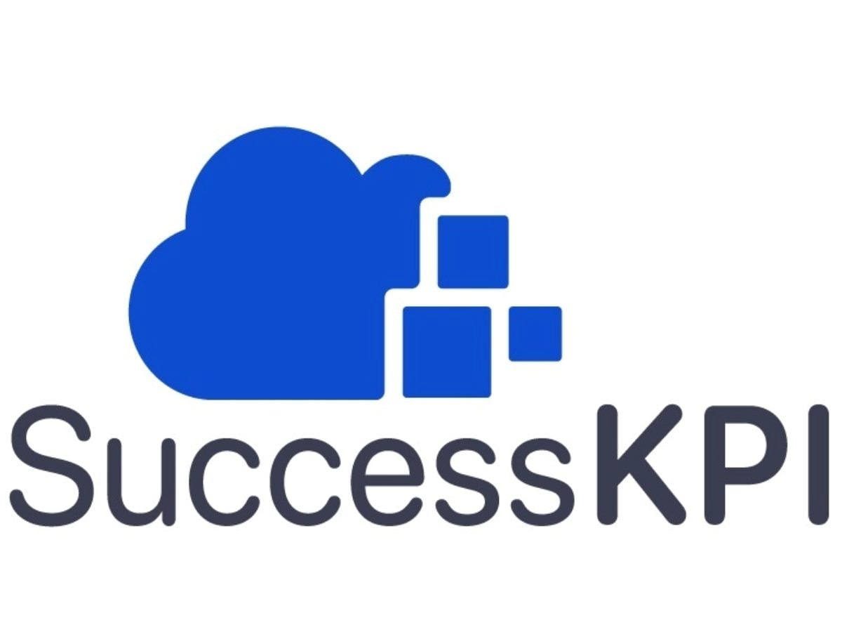 SuccessKPI logo — a blue cloud icon with three small squares beside it, next to the wordmark 'SuccessKPI' in dark navy text.