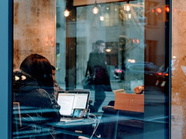 Person working on a laptop