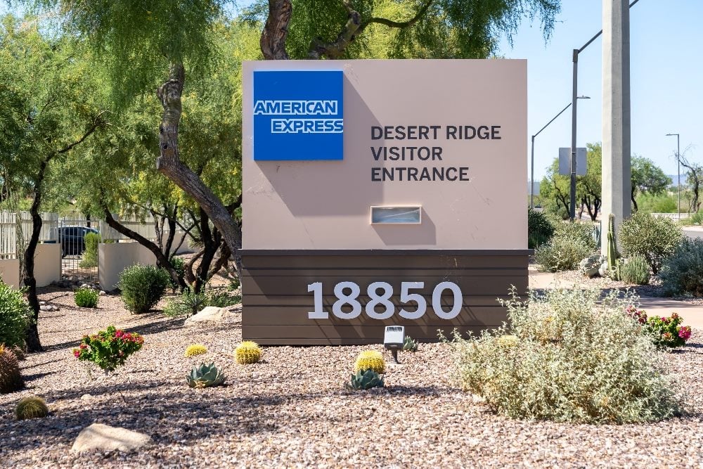 The sign outside the American Express Desert Ridge campus in Phoenix, Arizona.