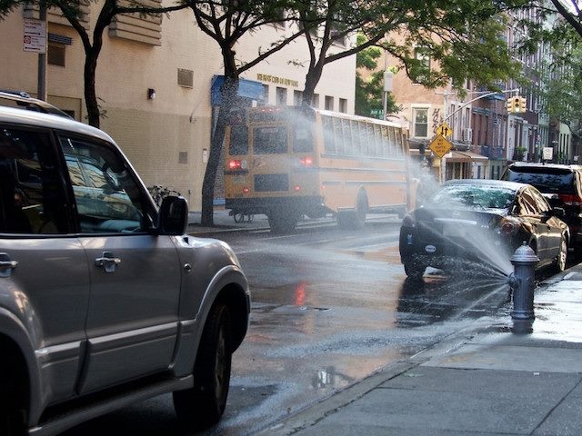open fire hydrant in the east village, NYC